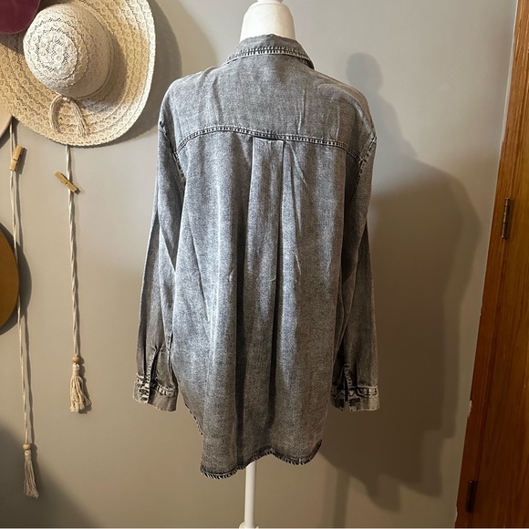 Distressed Gray Long Sleeve Button Down - Picture 3 of 6